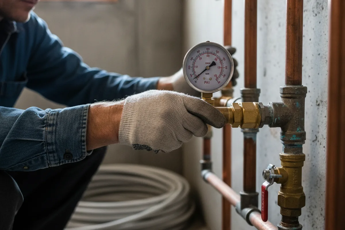 Pressure testing a repaired line during Water Line Repair in Center Junction